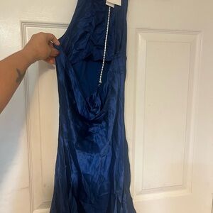 Elegant Blue Satin Dress